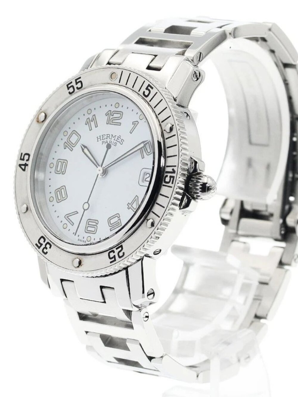 HERMES Clipper diver CL7.710 Date white Dial Quartz Men's Watch_943541